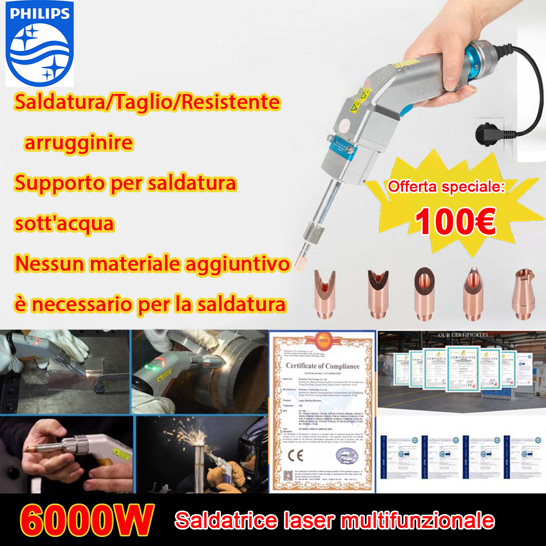 Pistol laser multifunctional 6000W (sudura aur/argint/cupru/fier/aluminiu/otel inoxidabil) grosime de sudura 0-20mm (sudura/taiere/curatare 3 in 1)-100€